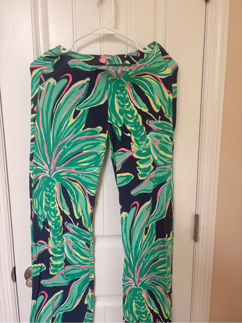 Lilly Pulitzer Georgia Mae Palazzo Royal Lime Palm Print Wide-Leg Pants